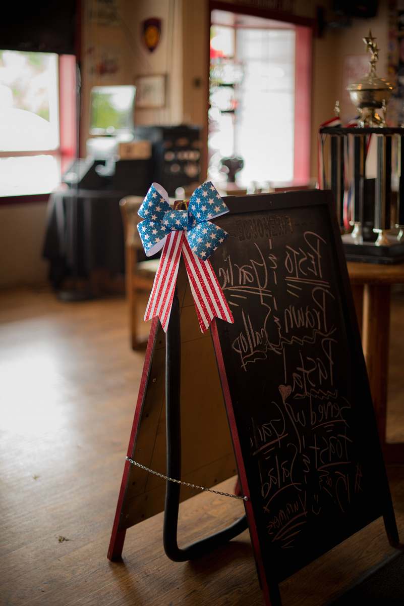 red white and blue black chalkboard with bow accent on top bow